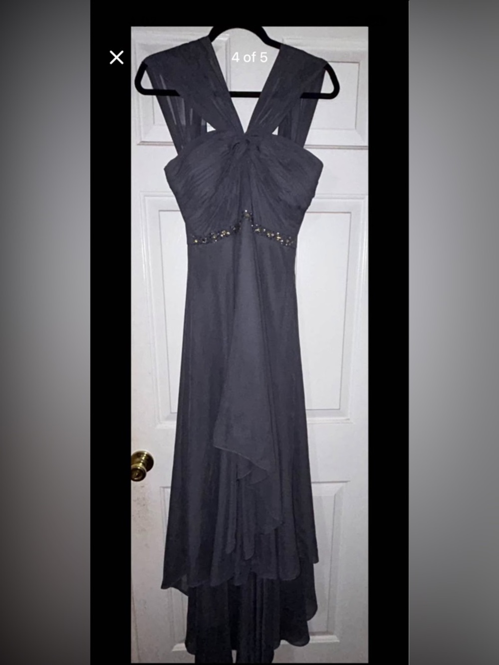 Elegant Beaded grey Evening Dress